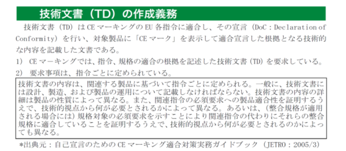 技術文書（TD）の作成義務